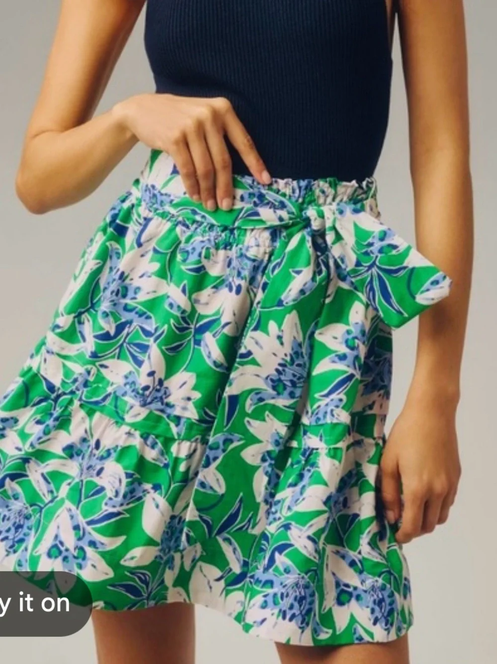 Anthropologie Somerset Mini Skirt Green & Blue Floral Print Size Small